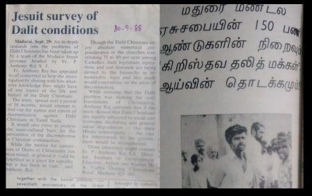 செப்டம்பர் 1988 - அந்தோனி ராஜ் ஆராய்ச்சி அறிவிப்பு